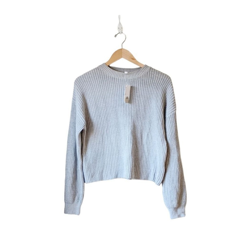 Bp Nordstrom Cleo Crop Crew Neck Sweater in Heather Gray NWT - Picture 3 of 6